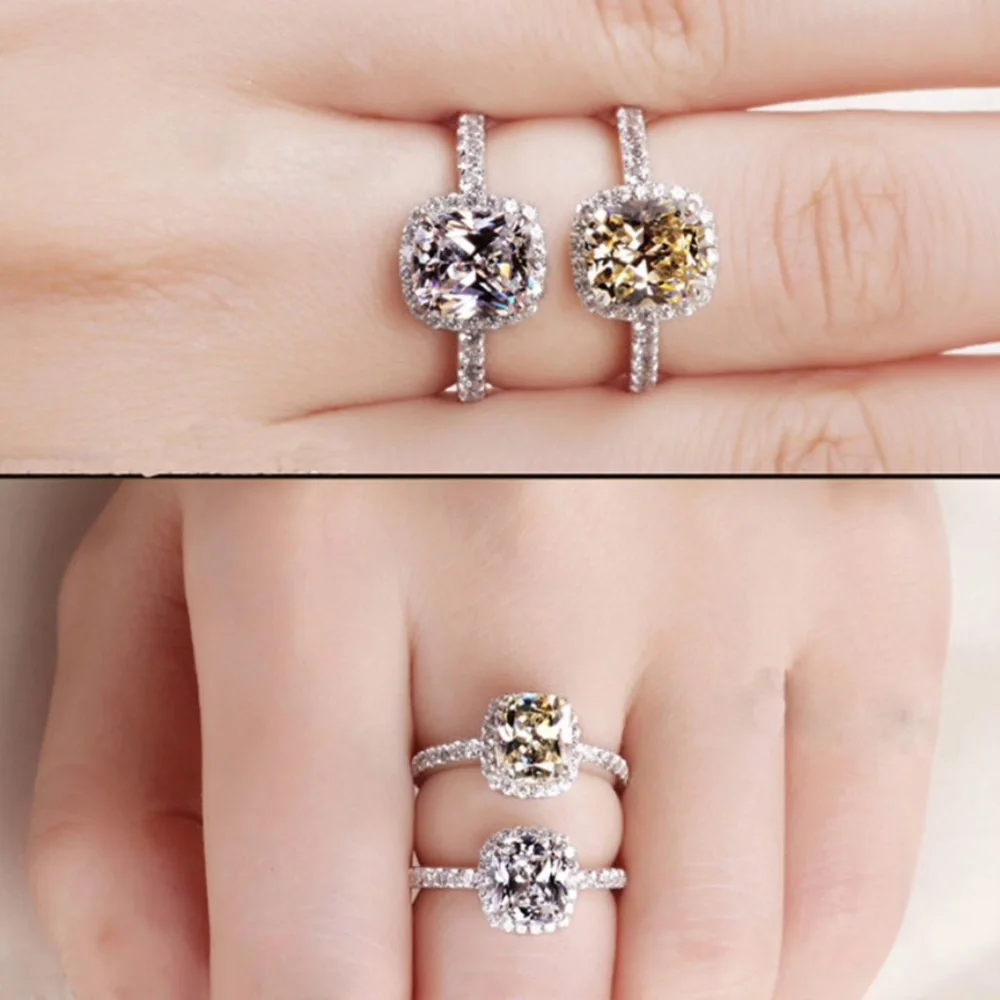 Diamond Princess Cut Simulated White Sapphire Ring, BEAUTIFUL RING, SHINY RING. - Picture 7 of 8